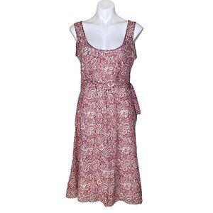 J. Crew NWT Burgundy Cream Floral Side-Tie Dress, 100% Cotton Women’s Size 8